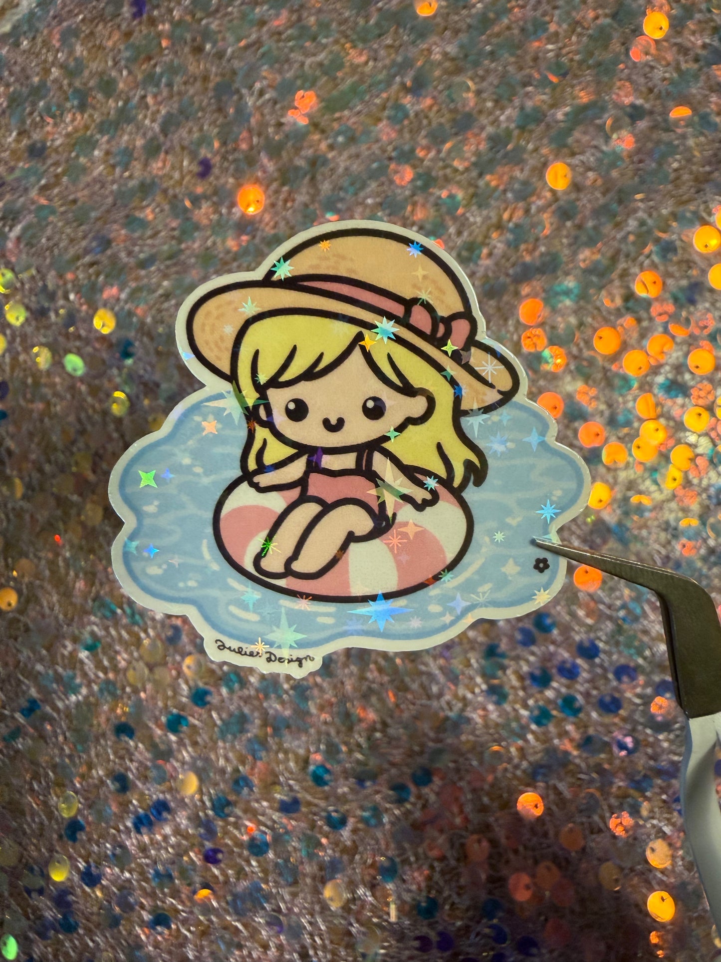 Sommer Mädchen Glitzer Sticker