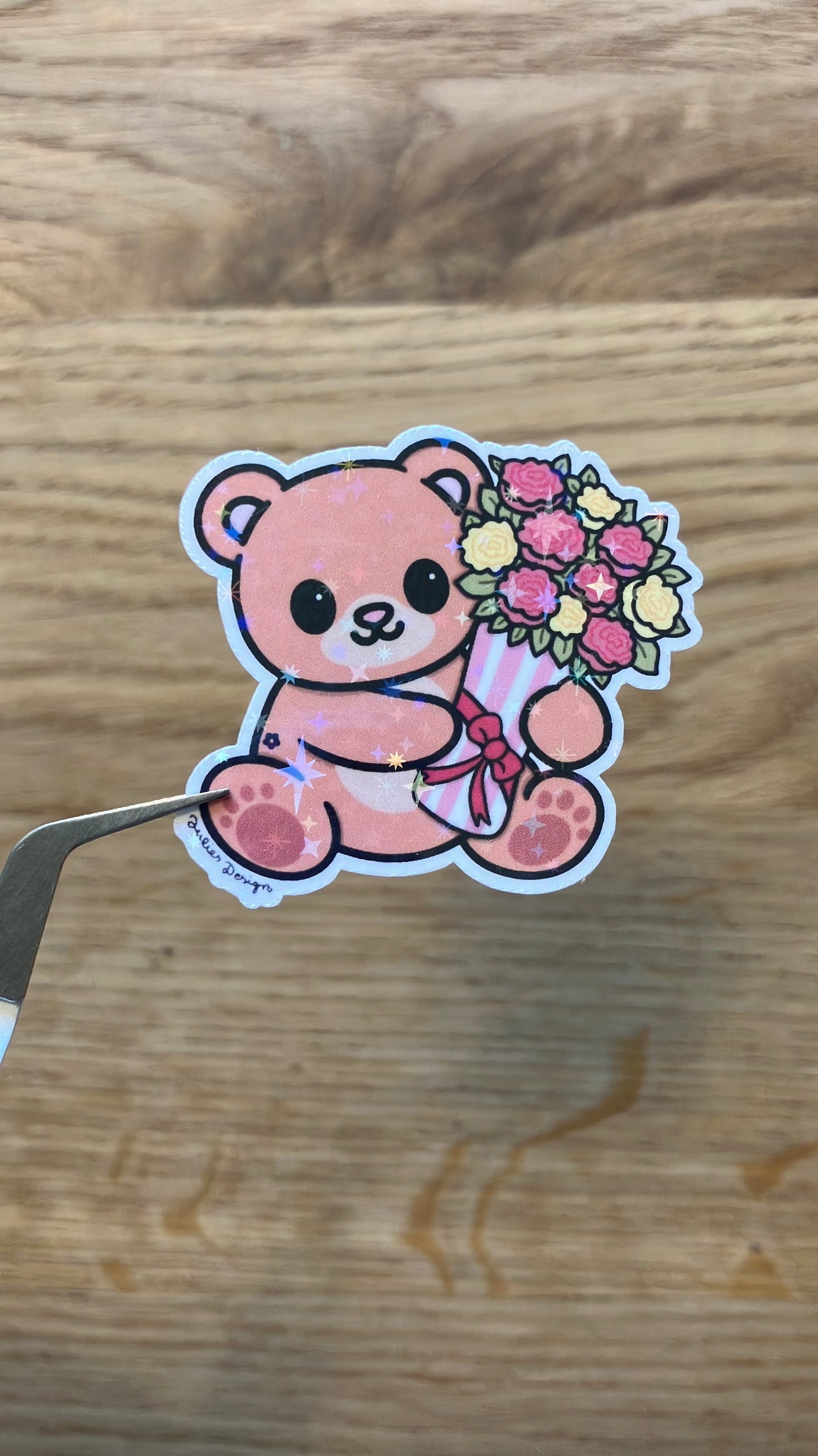 Teddy mit Blumen Sticker Valentinstag