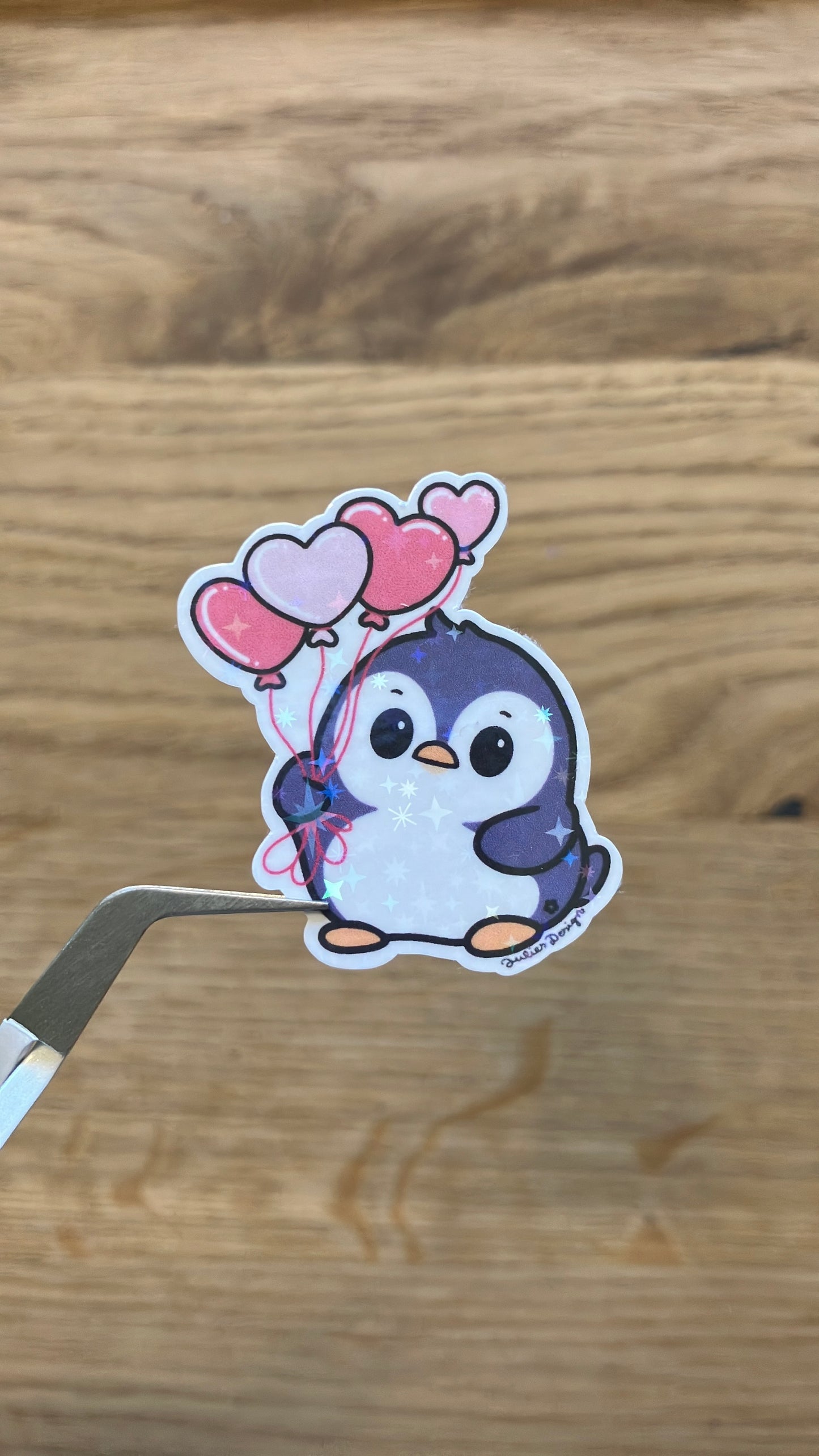Pinguin mit Herzballons Sticker Valentinstag