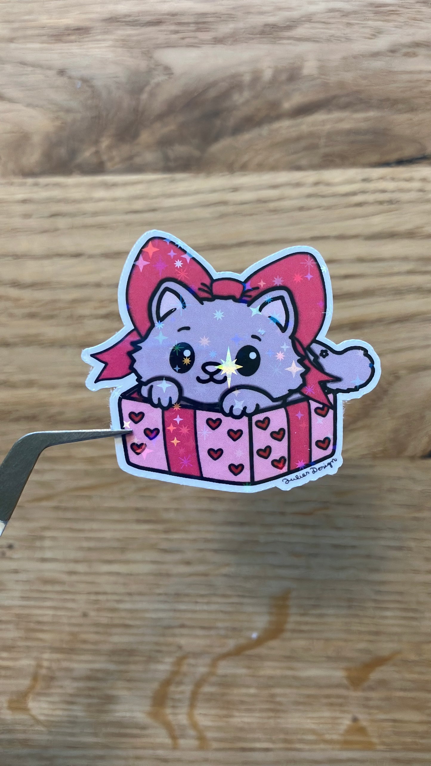 Katze in Geschenkkiste Sticker Valentinstag