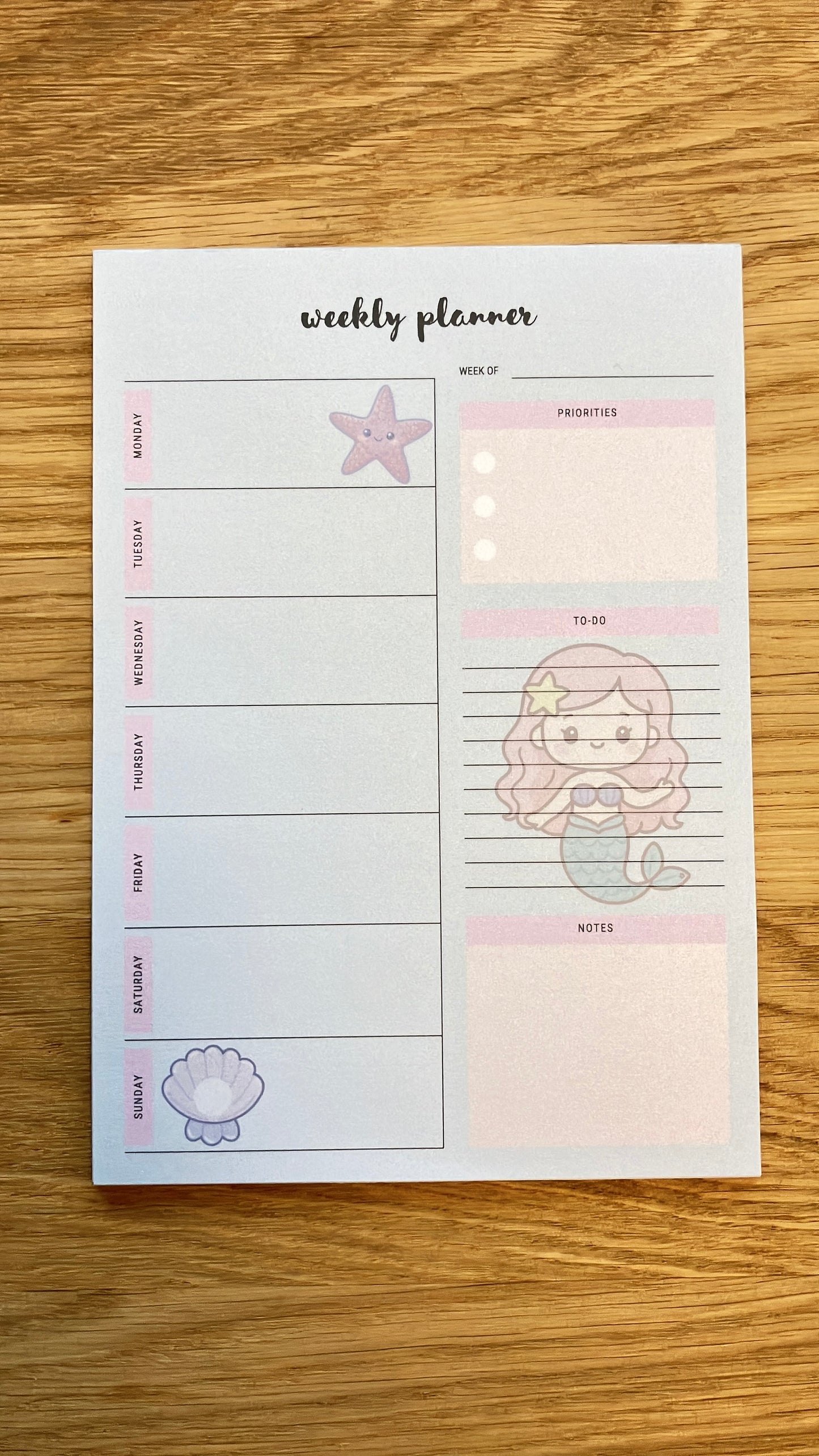 Weekly Planner Wochenplaner Meerjungfrau