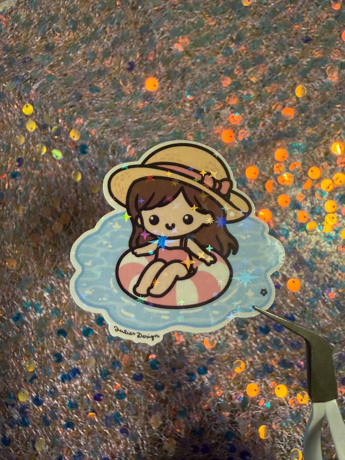 Sommer Mädchen Schwimmring Sticker