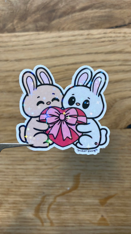 Hasen mit Geschenkschachtel Sticker Valentinstag