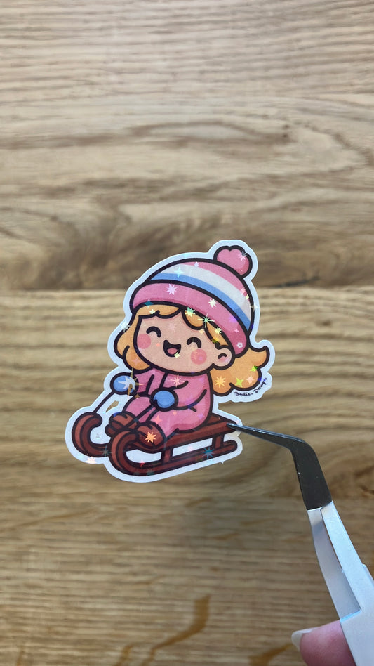 Mädchen mit Schlitten Sticker