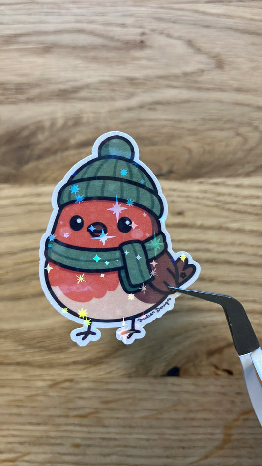 Rotkehlchen im Winterlook