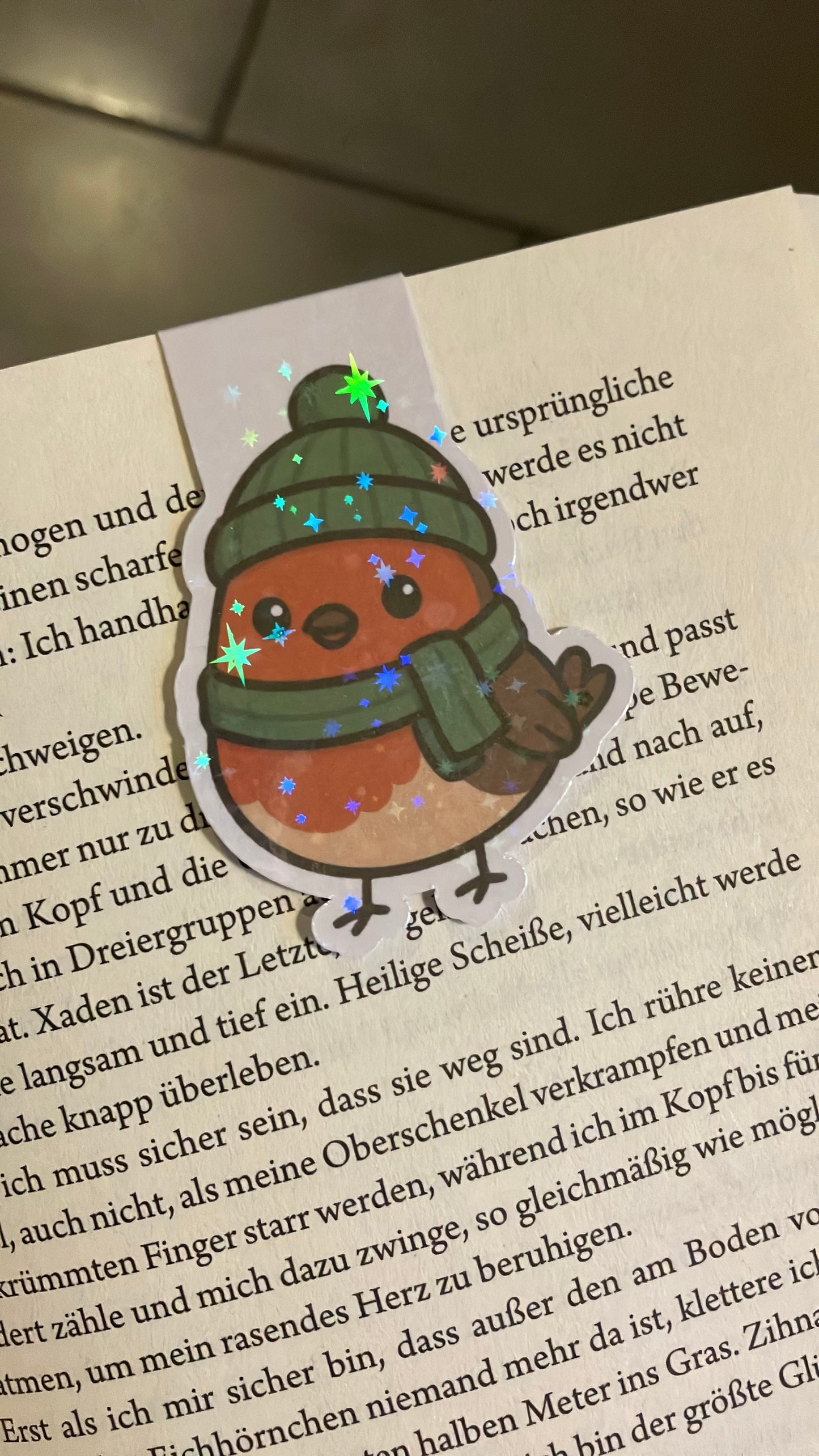 Lesezeichen Magnetisch Rotkehlchen im Winterlook