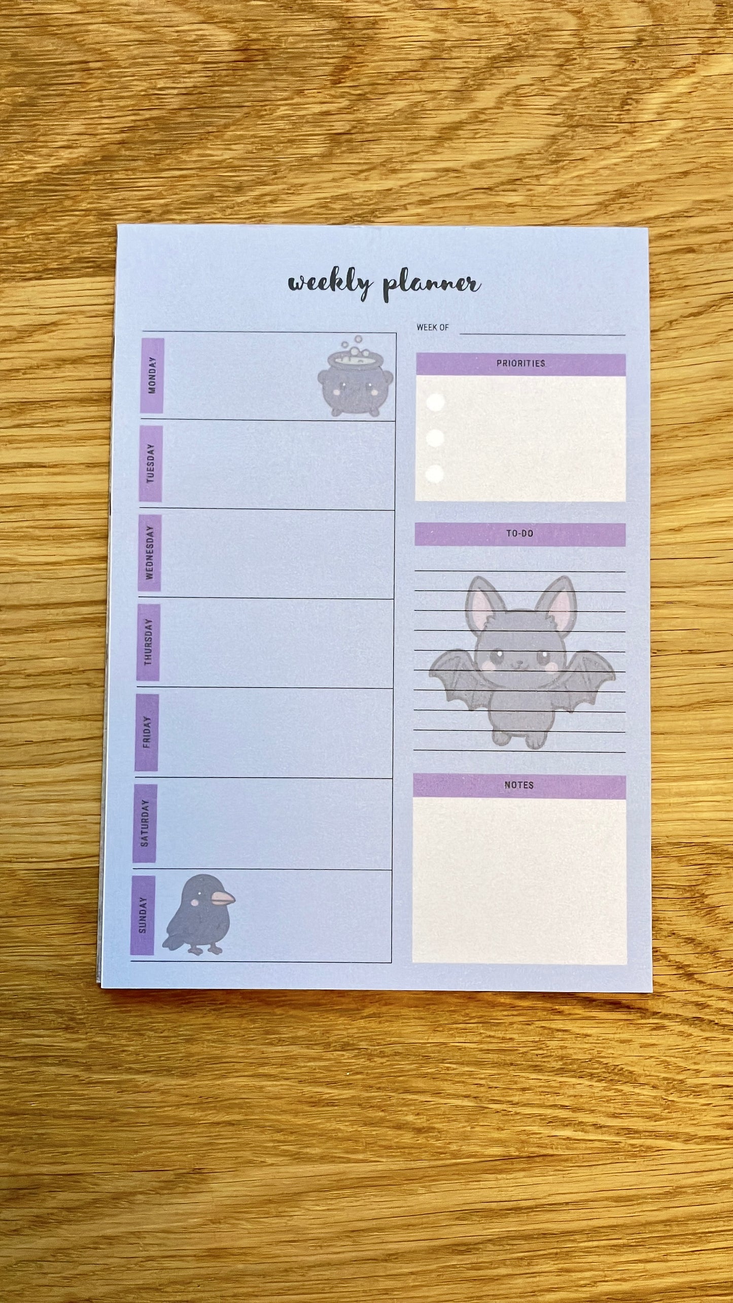 Weekly Planner Wochenplaner Fledermaus