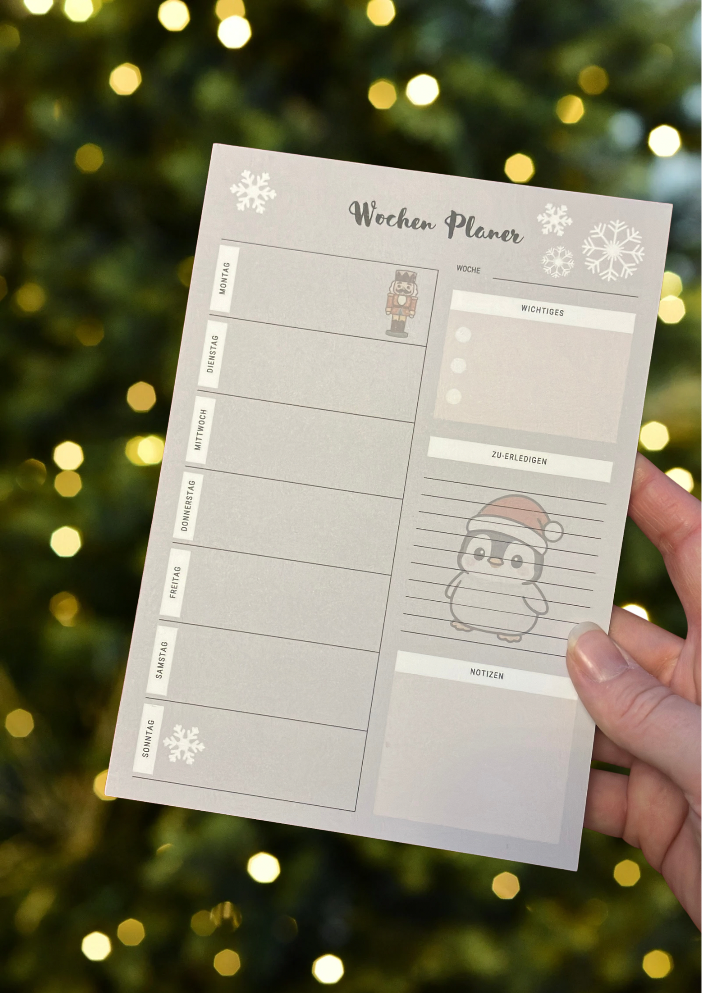 Wochenplaner Baby Pinguin mit Weihnachtsmütze